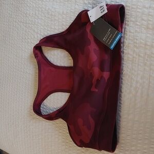 💚Nwt Women's Gap Fit Burgundy Cammo Work Out Bra